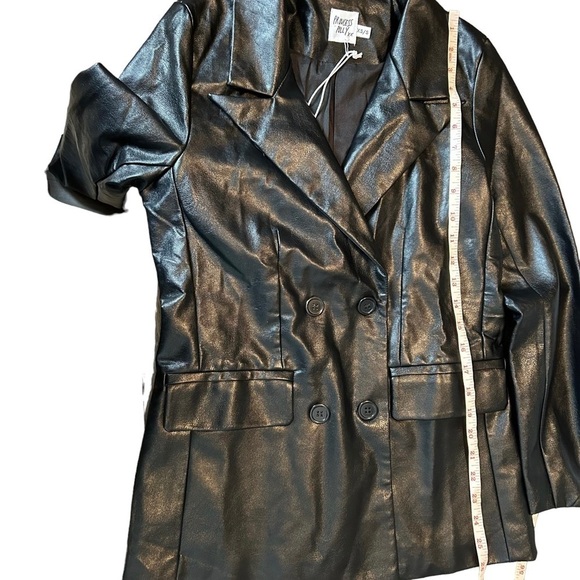 Princess Polly Ellen Faux Leather Fully Lined Black Blazer Sz. XS/S NWT - Picture 10 of 16